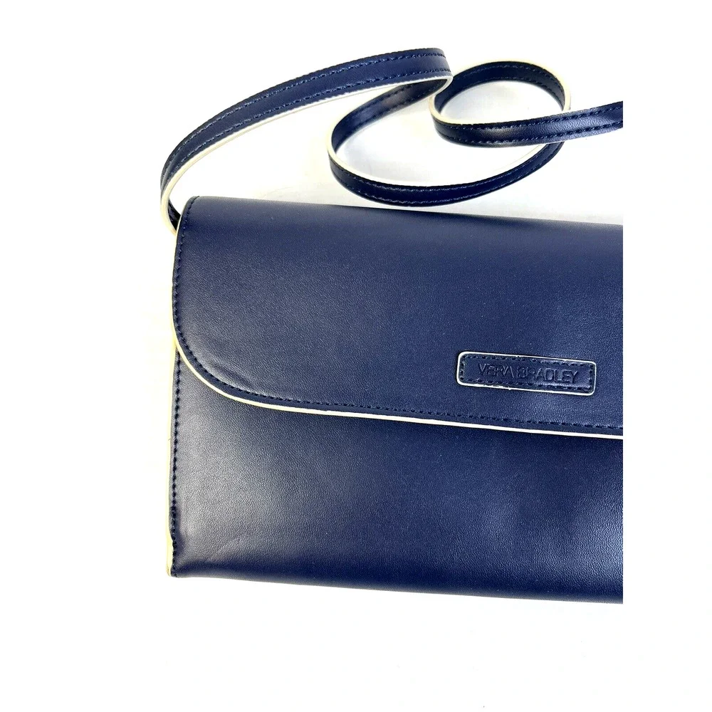 Vera Bradley Shoulder Purse Clutch Handbag Navy Blue Career Removable Strap